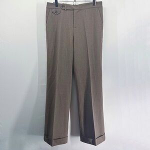 Vintage Ralph Lauren Tan Wool High Waisted Wide Leg Trouser Dress Pants 6 Petite